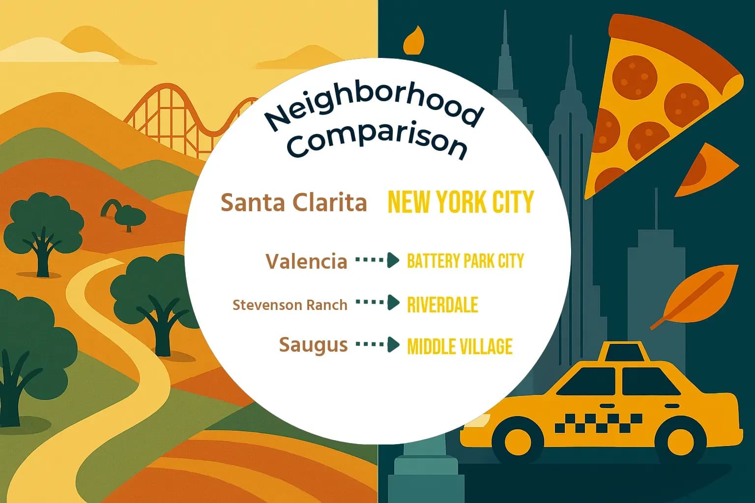 Santa Clarita vs New York City Neighborhood Comparison