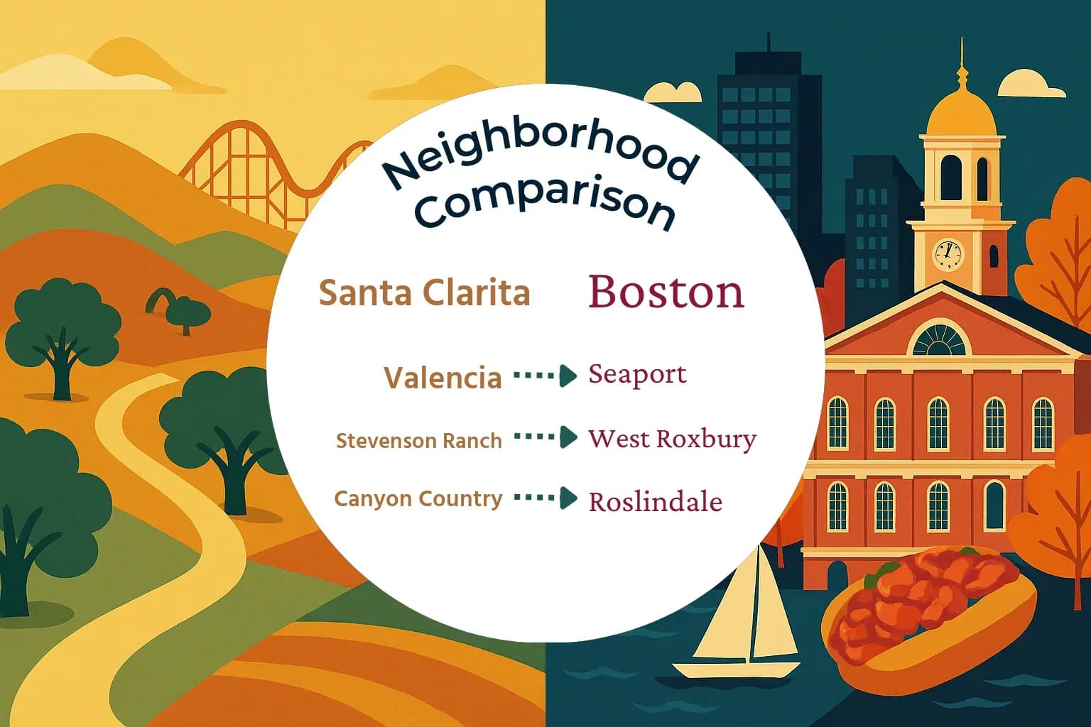 Santa Clarita vs Boston Neighborhood Comparison