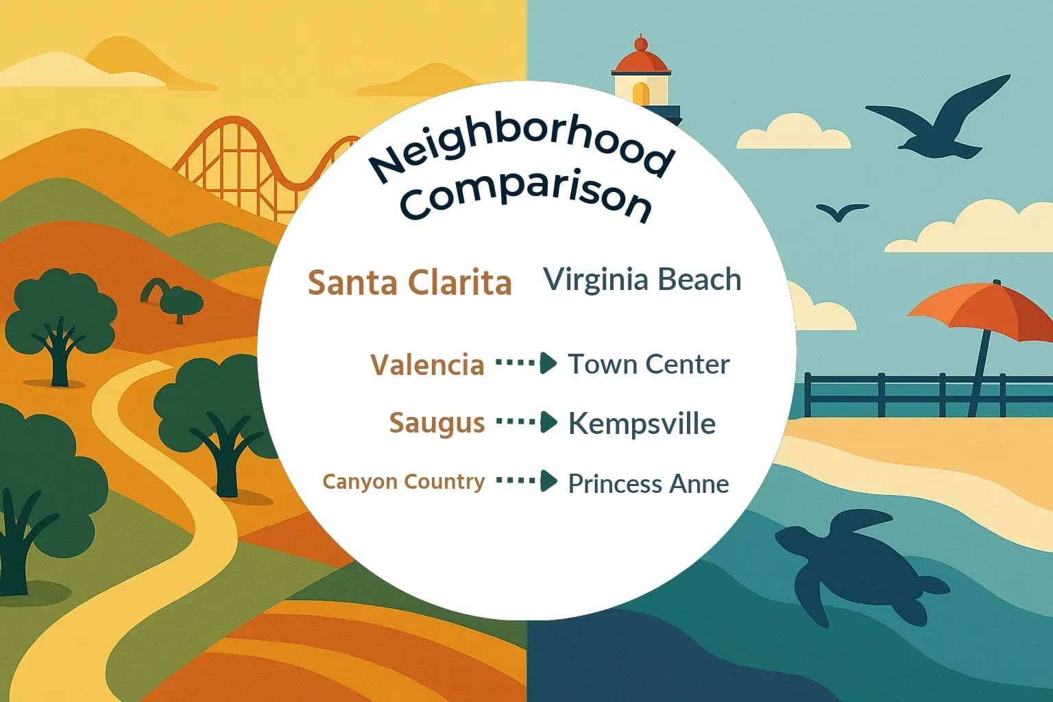 Santa Clarita vs Virginia Beach Neighborhood Comparison