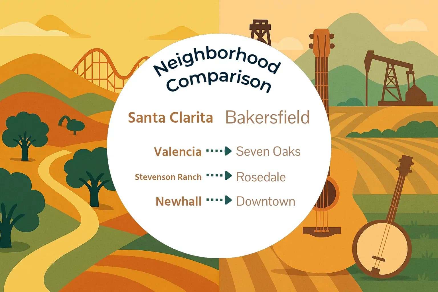 Santa Clarita vs Bakersfield Neighborhood Comparison