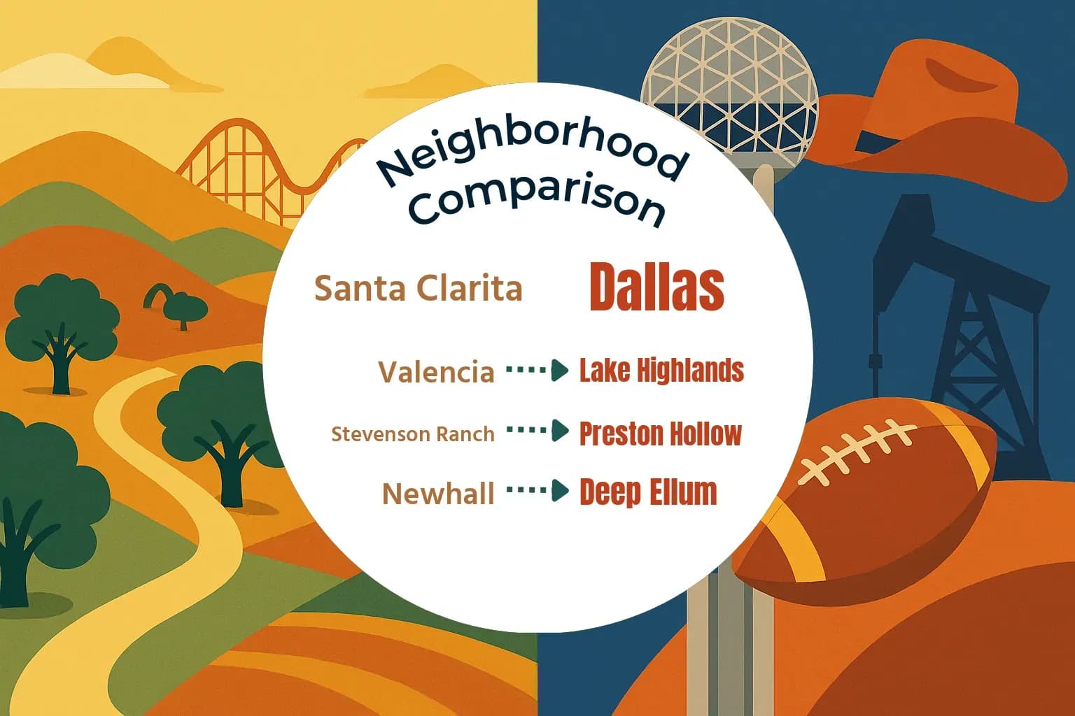 Santa Clarita vs Dallas Neighborhood Comparison