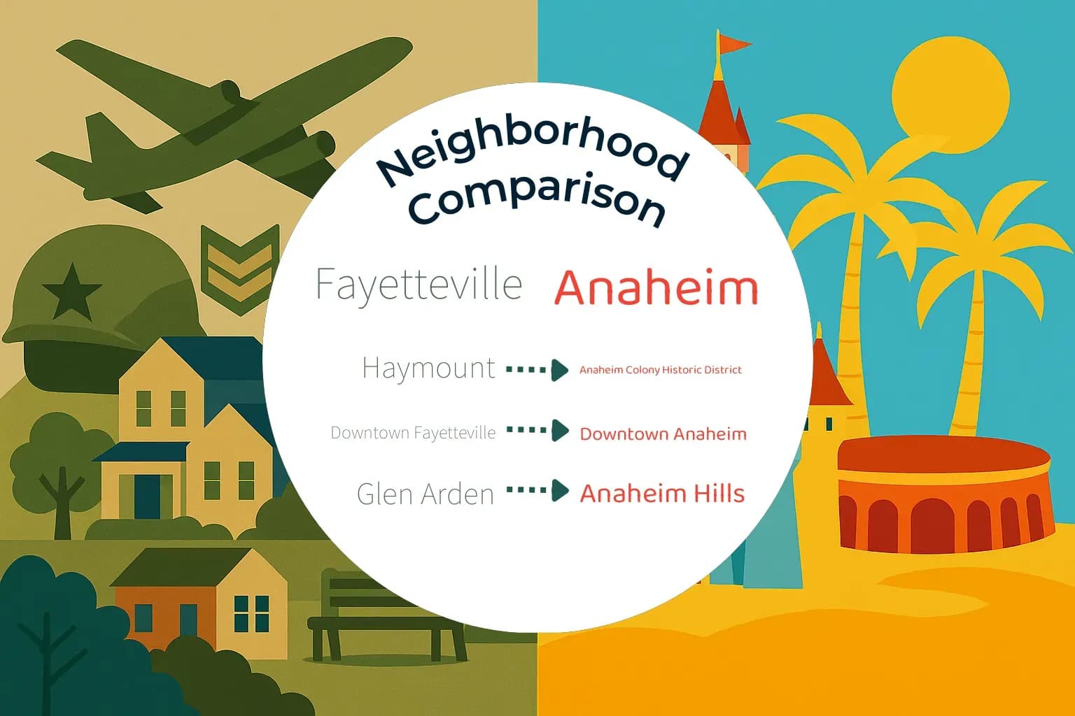Fayetteville vs Anaheim Neighborhood Comparison