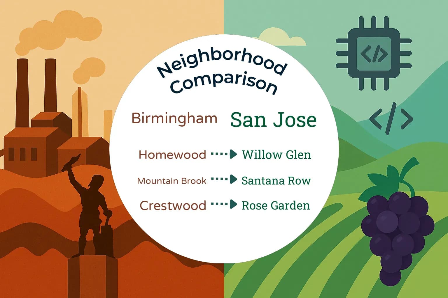 Birmingham vs San Jose Neighborhood Comparison