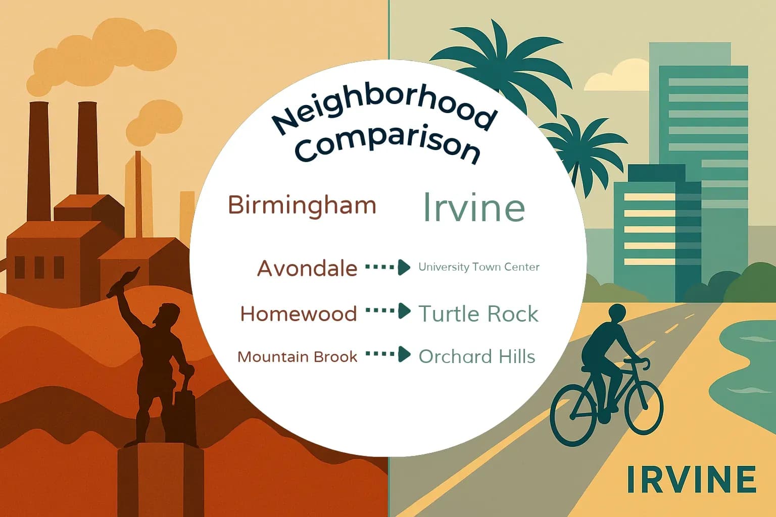 Birmingham vs Irvine Neighborhood Comparison