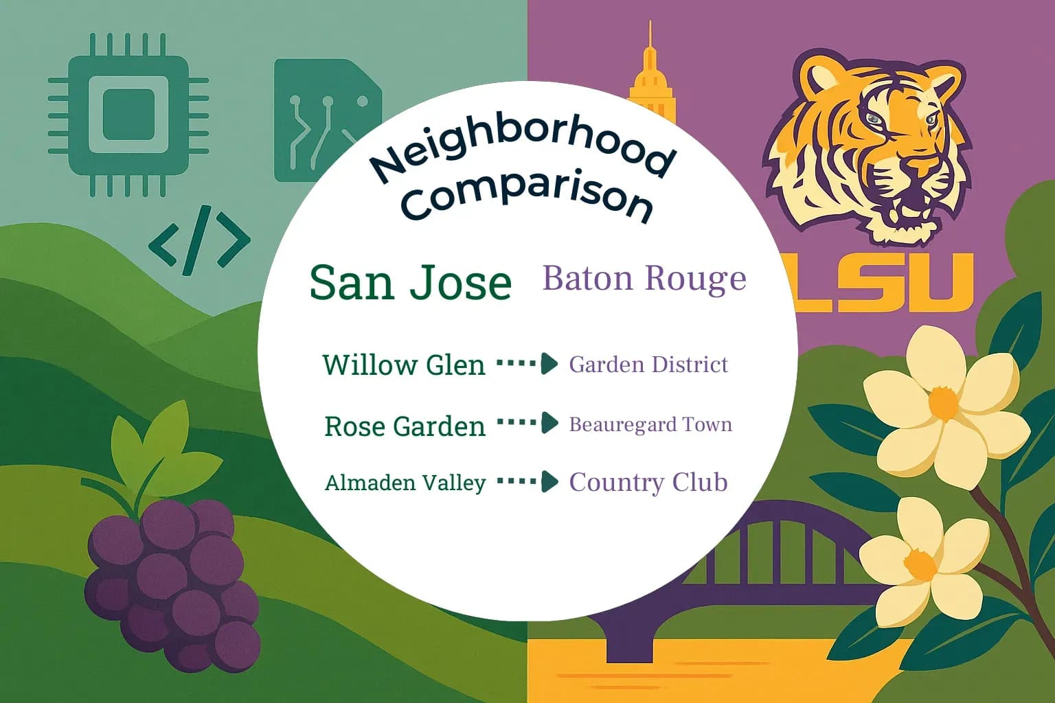 San Jose vs Baton Rouge Neighborhood Comparison