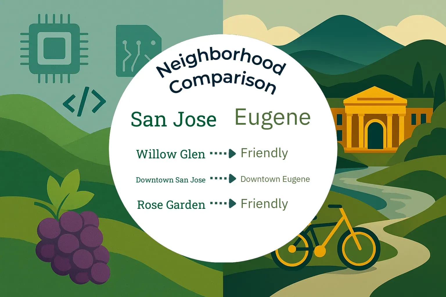 San Jose vs Eugene Neighborhood Comparison