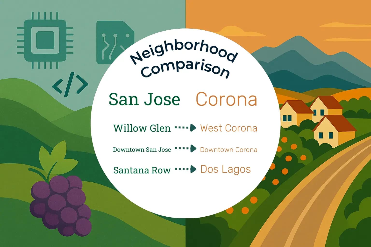 San Jose vs Corona Neighborhood Comparison