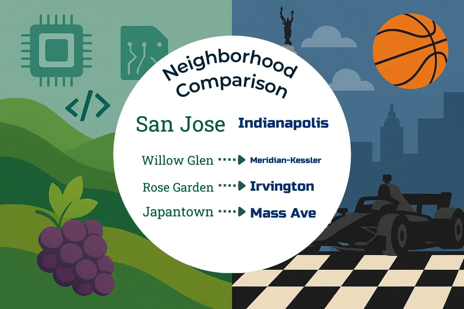San Jose vs Indianapolis Neighborhood Comparison