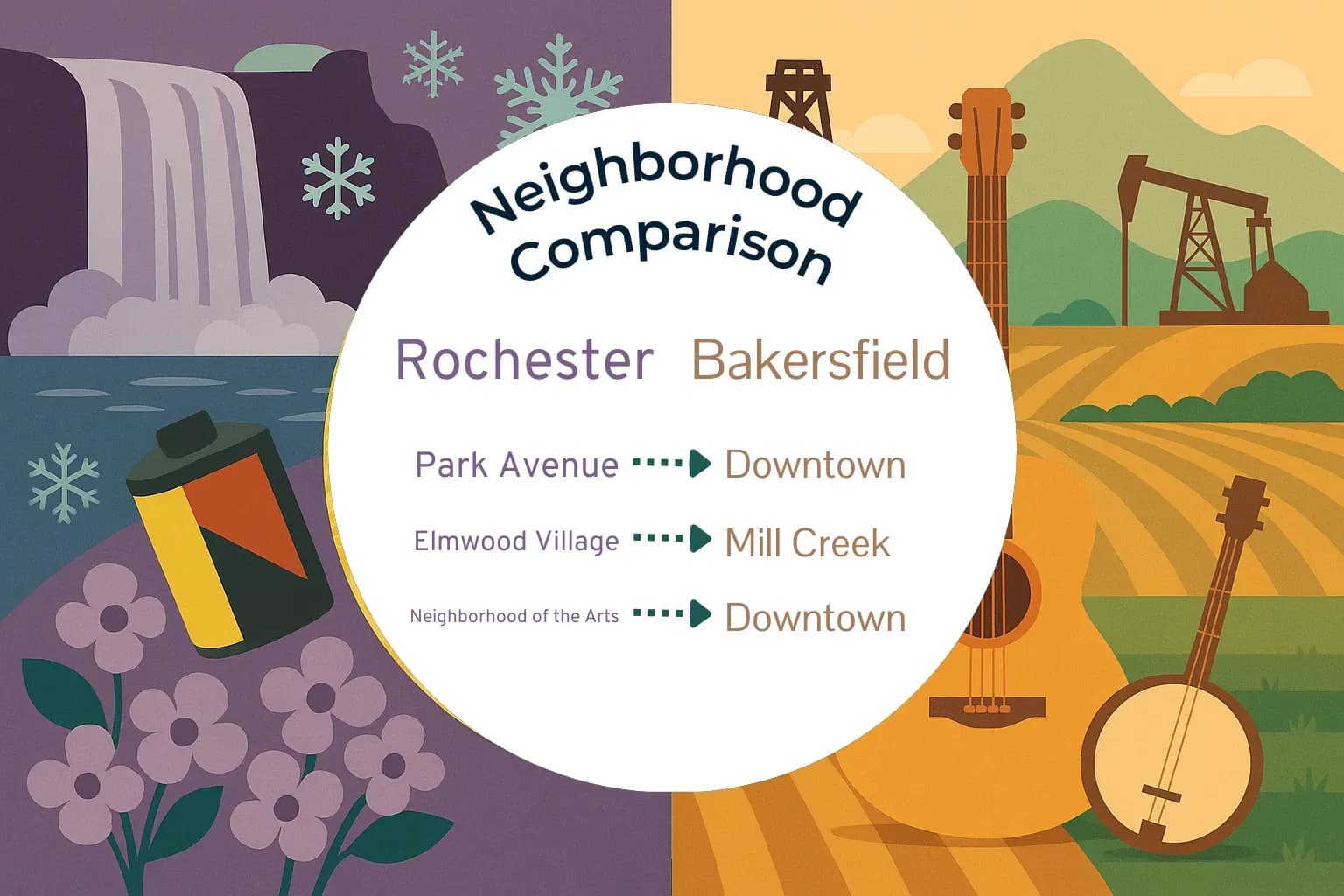 Rochester vs Bakersfield Neighborhood Comparison