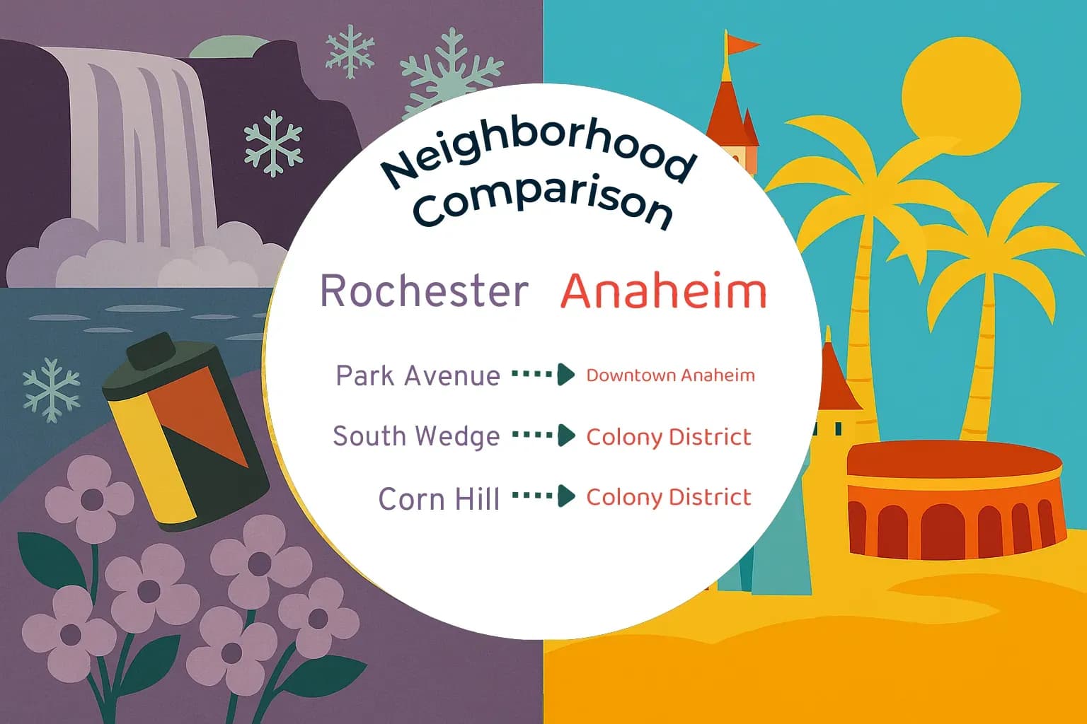 Rochester vs Anaheim Neighborhood Comparison