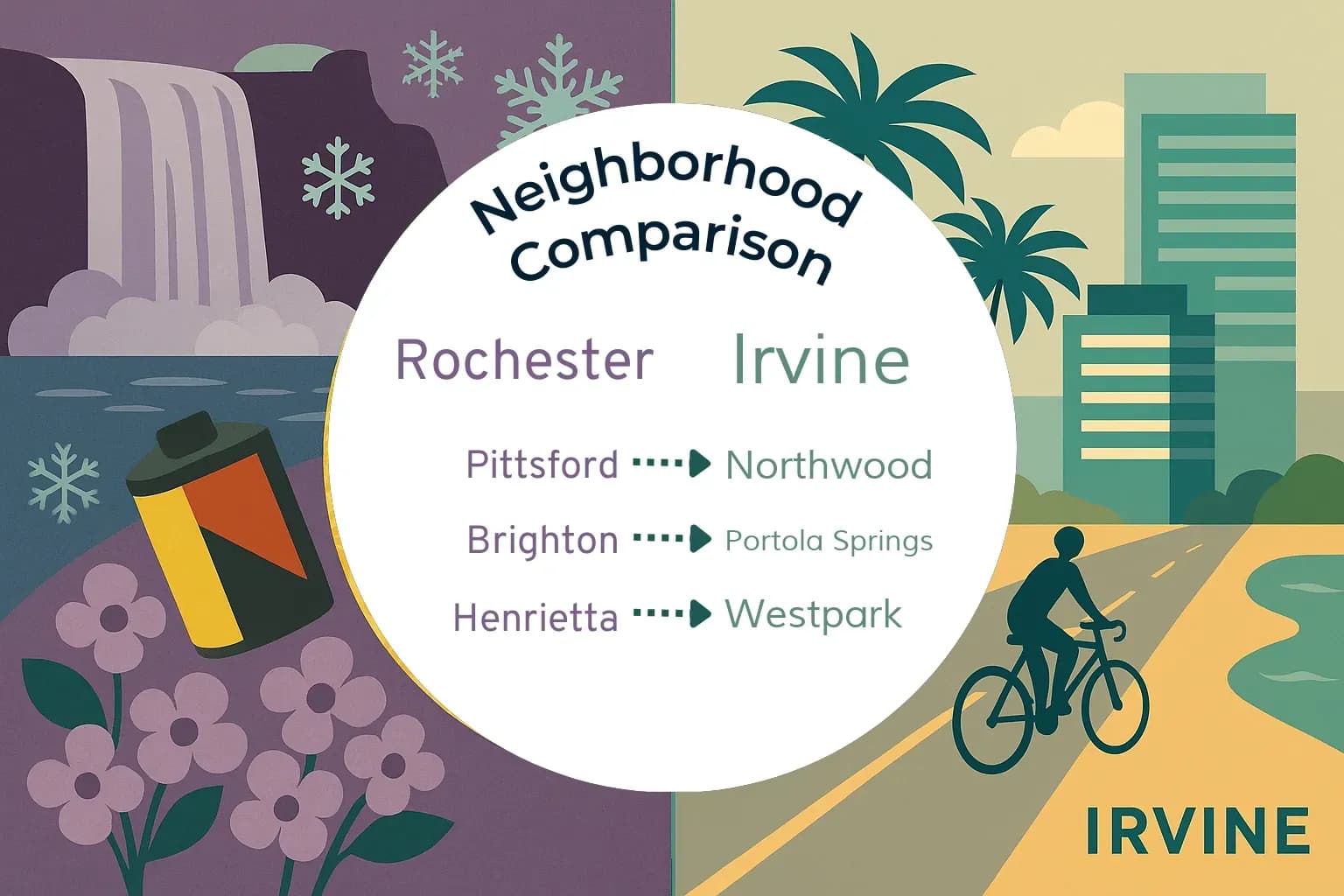 Rochester vs Irvine Neighborhood Comparison