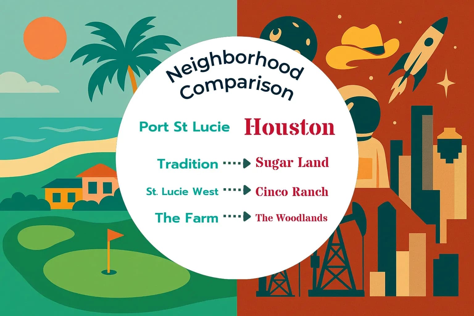 Port St. Lucie vs Houston Neighborhood Comparison