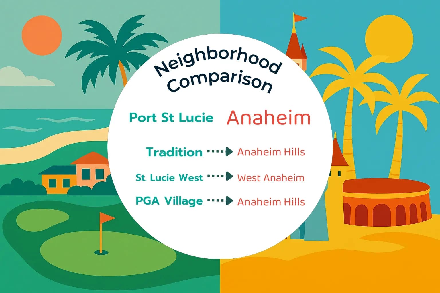 Port St. Lucie vs Anaheim Neighborhood Comparison