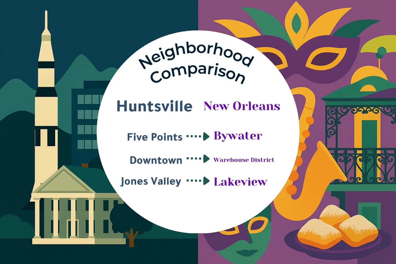 Huntsville vs New Orleans Neighborhood Comparison