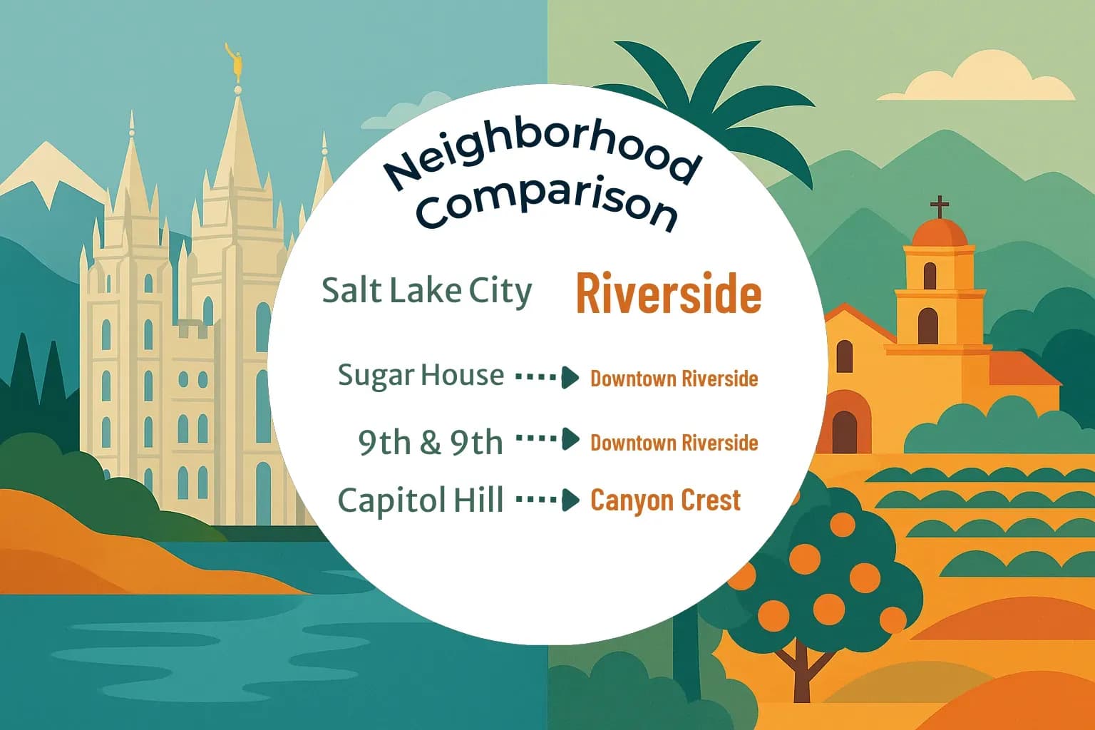 Salt Lake City vs Riverside Neighborhood Comparison