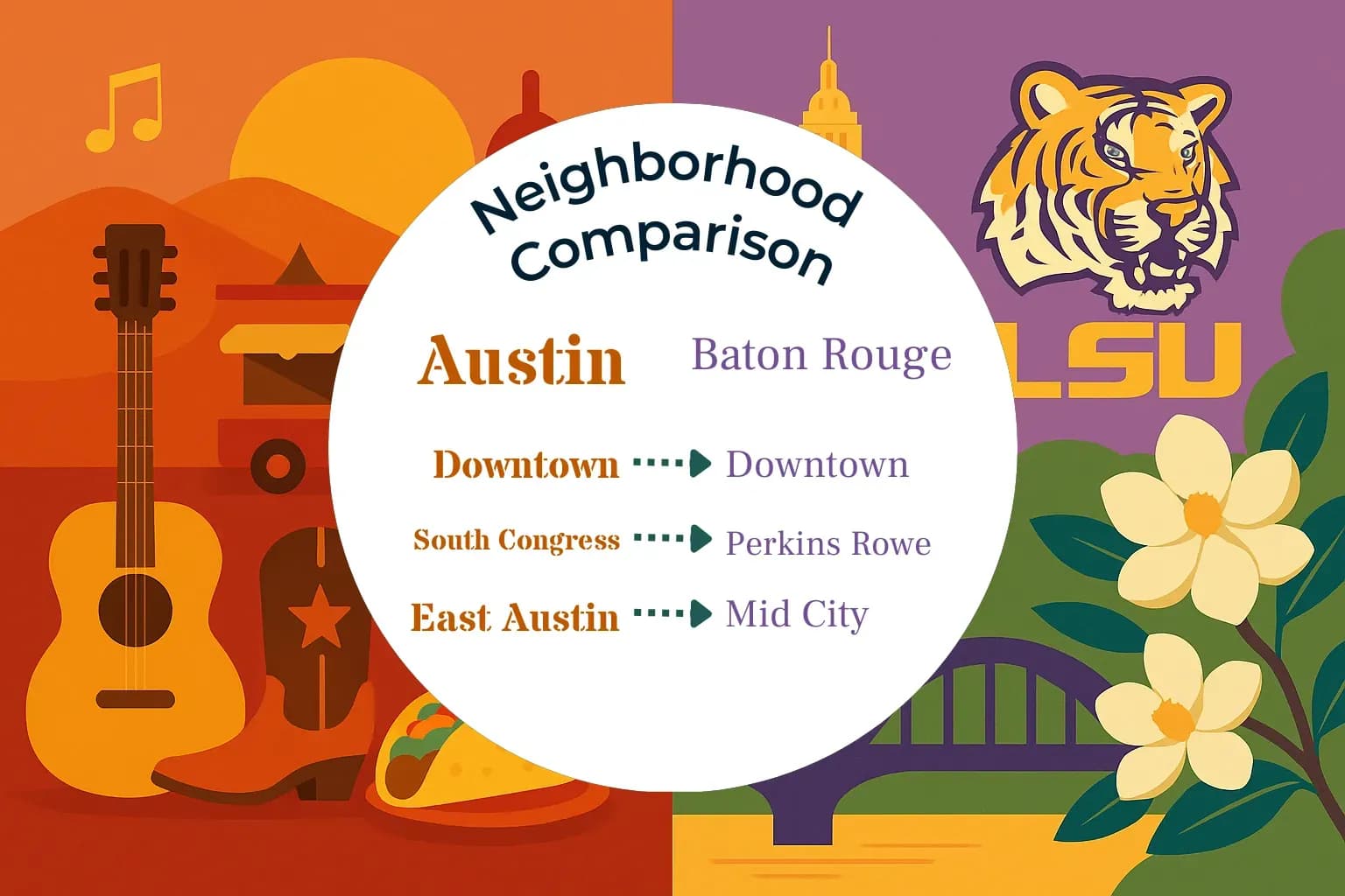 Austin vs Baton Rouge Neighborhood Comparison