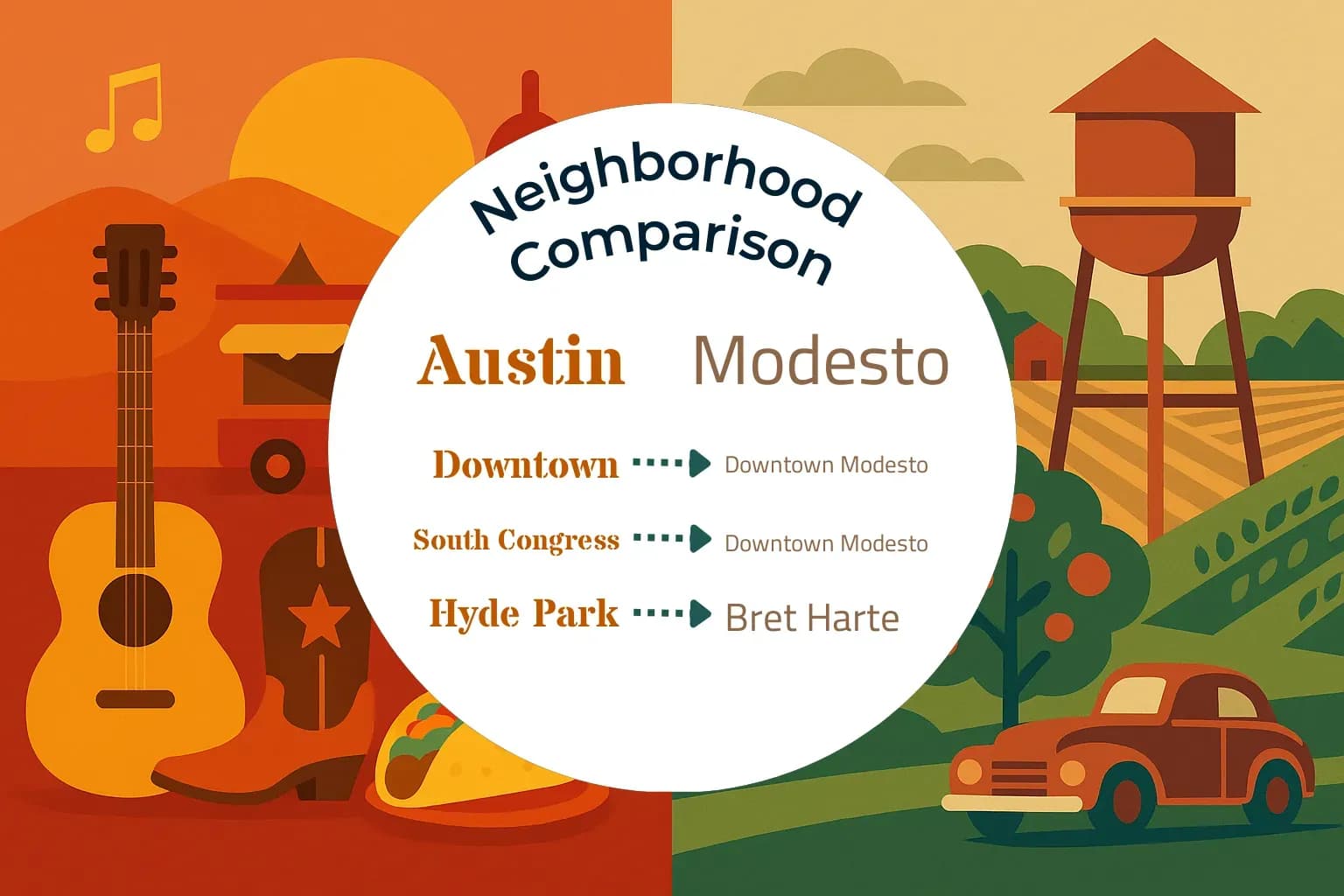 Austin vs Modesto Neighborhood Comparison