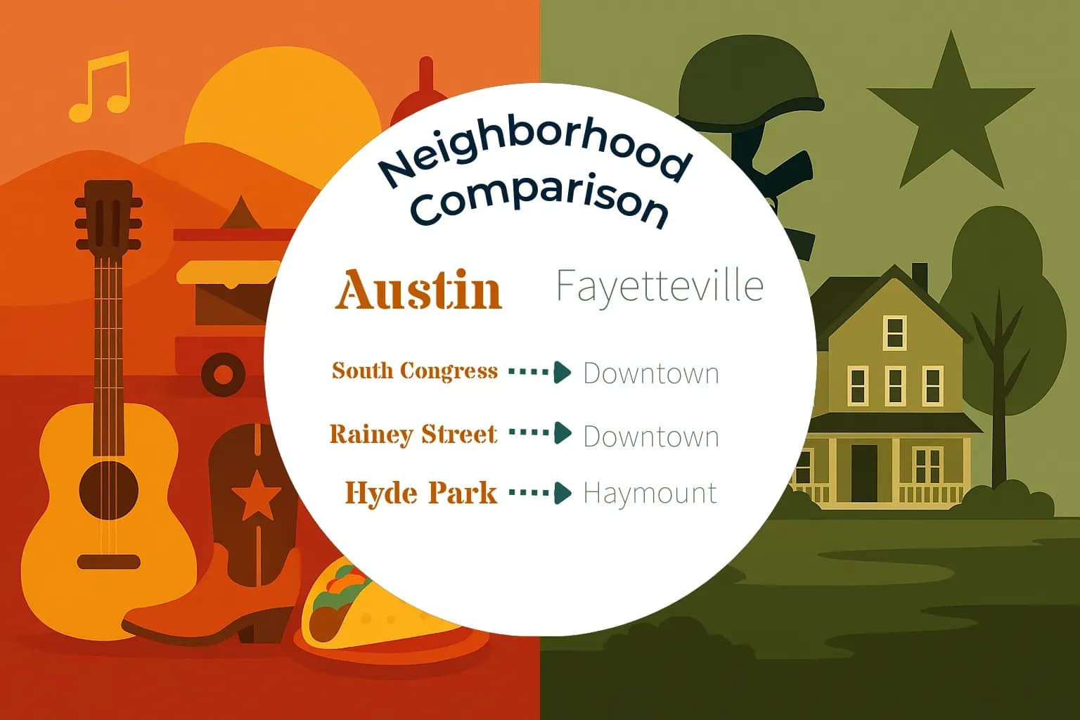 Austin vs Fayetteville Neighborhood Comparison