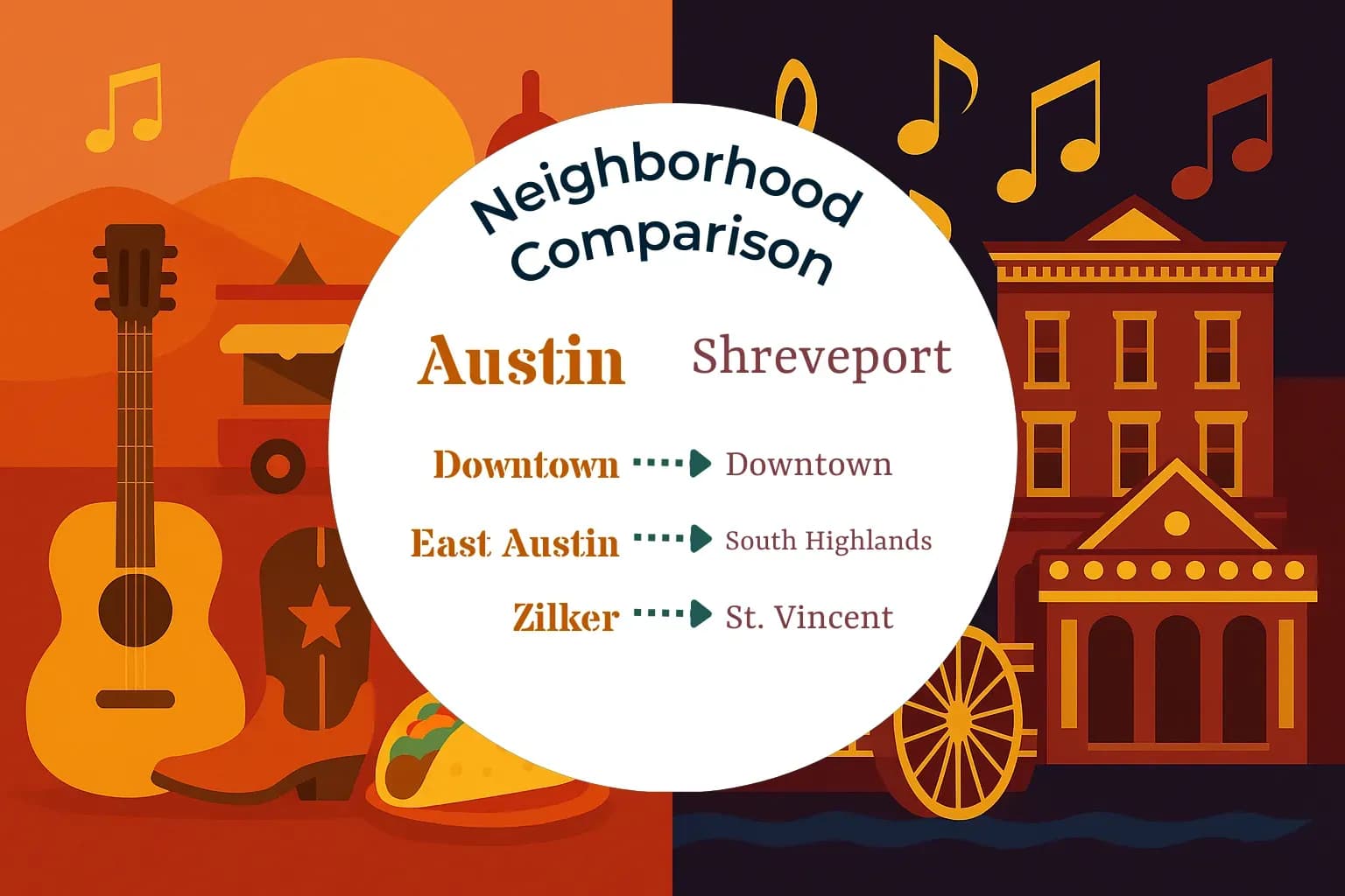 Austin vs Shreveport Neighborhood Comparison