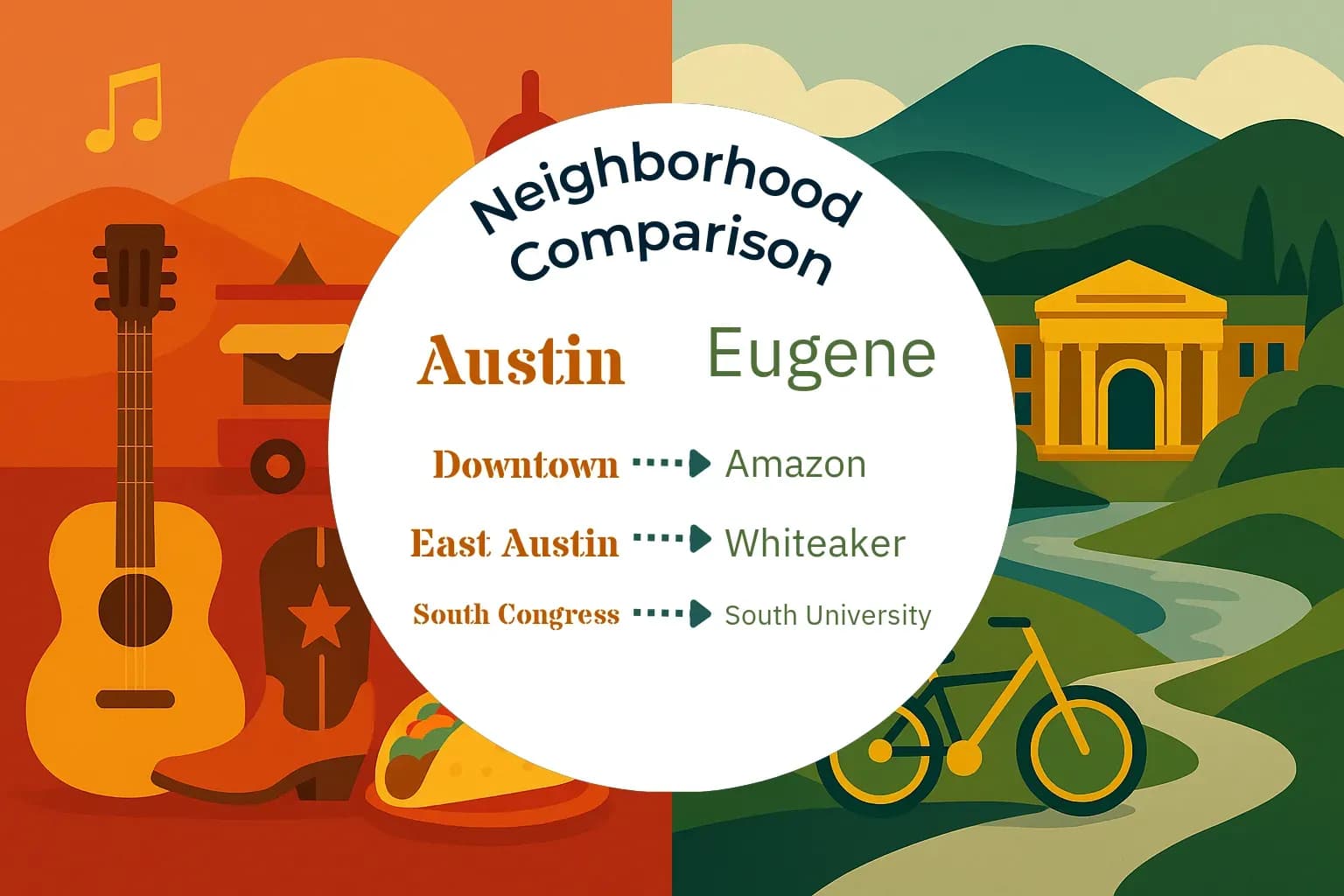 Austin vs Eugene Neighborhood Comparison