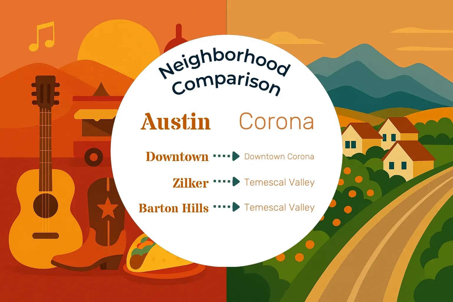 Austin vs Corona Neighborhood Comparison