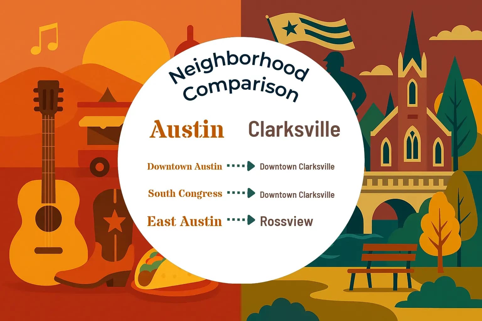 Austin vs Clarksville Neighborhood Comparison