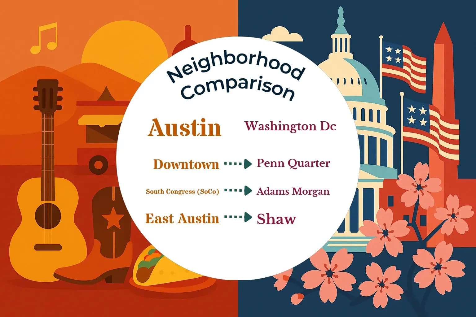 Austin vs Washington DC Neighborhood Comparison