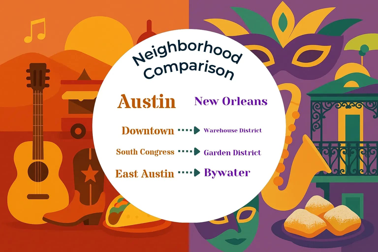 Austin vs New Orleans Neighborhood Comparison