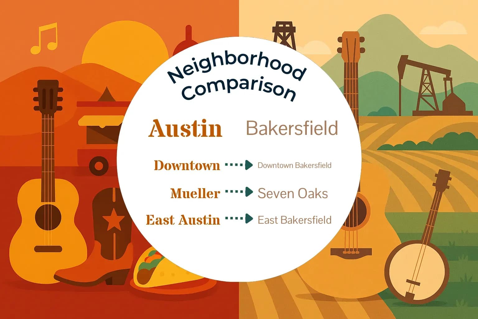 Austin vs Bakersfield Neighborhood Comparison