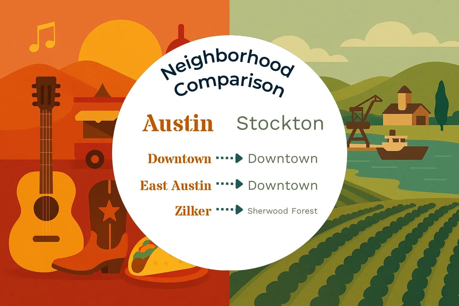 Austin vs Stockton Neighborhood Comparison