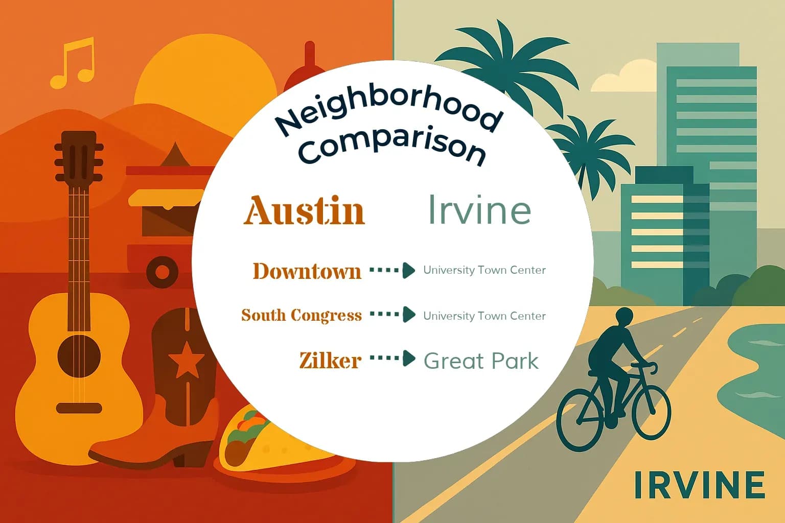Austin vs Irvine Neighborhood Comparison