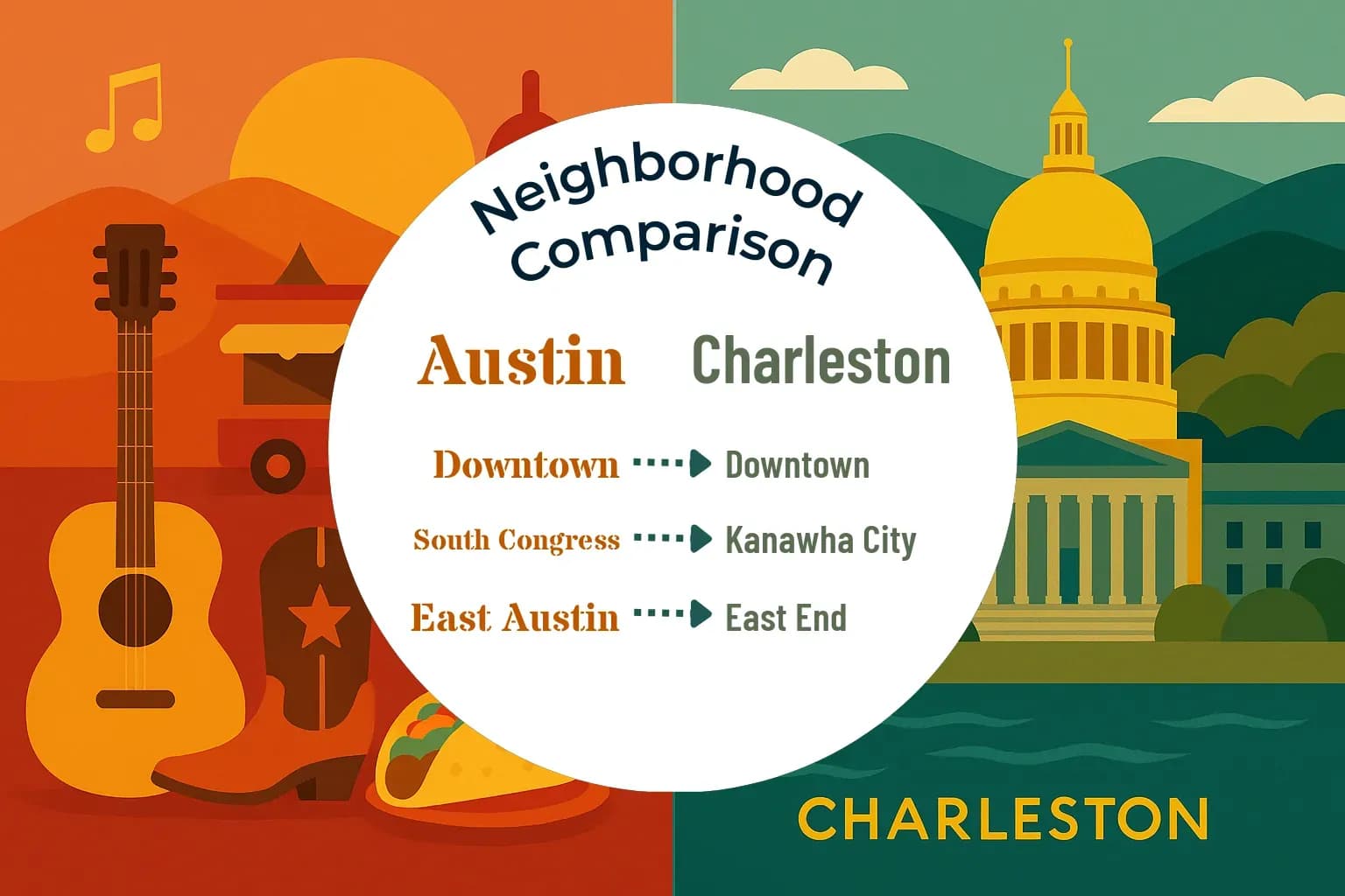 Austin vs Charleston Neighborhood Comparison