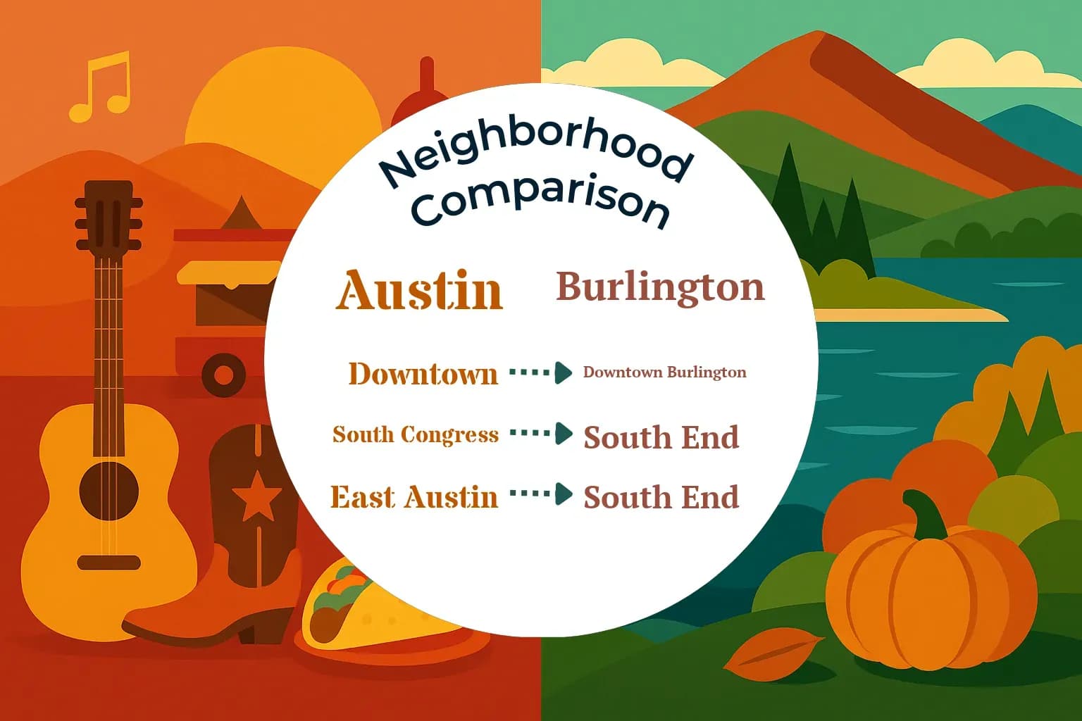 Austin vs Burlington Neighborhood Comparison