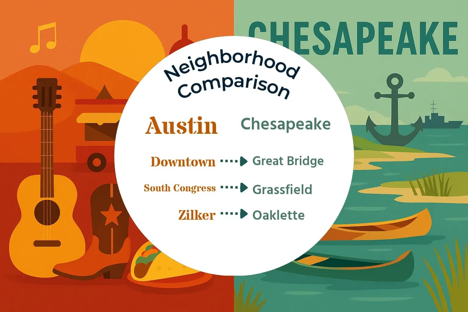 Austin vs Chesapeake Neighborhood Comparison