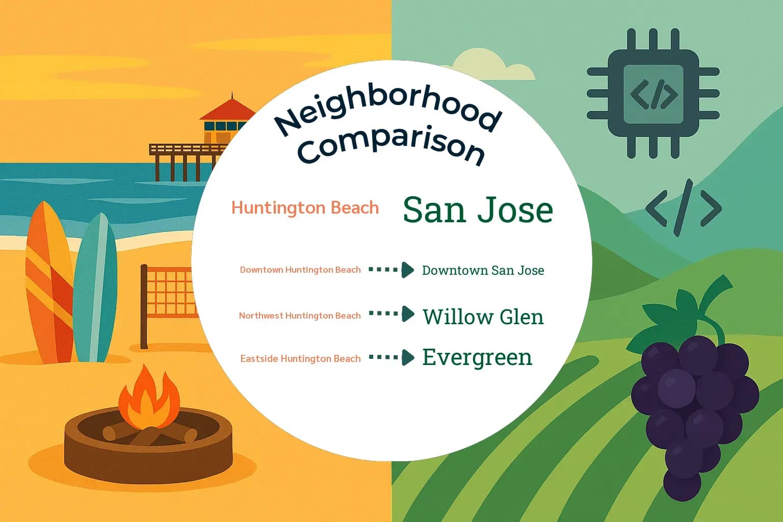 Huntington Beach vs San Jose Neighborhood Comparison