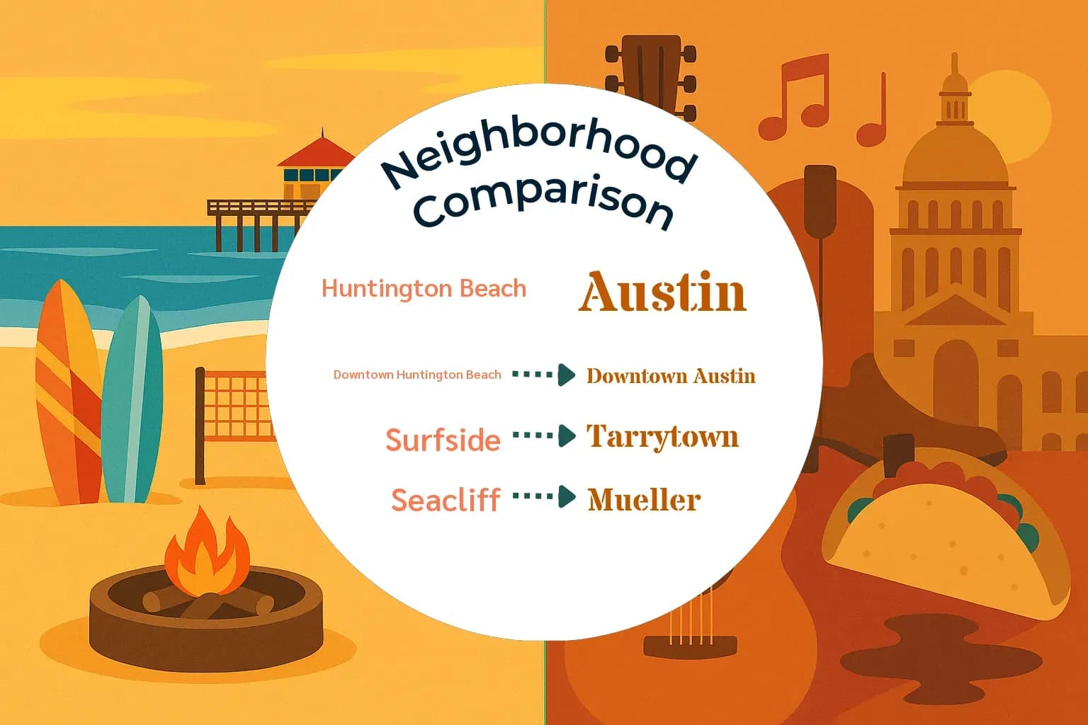 Huntington Beach vs Austin Neighborhood Comparison