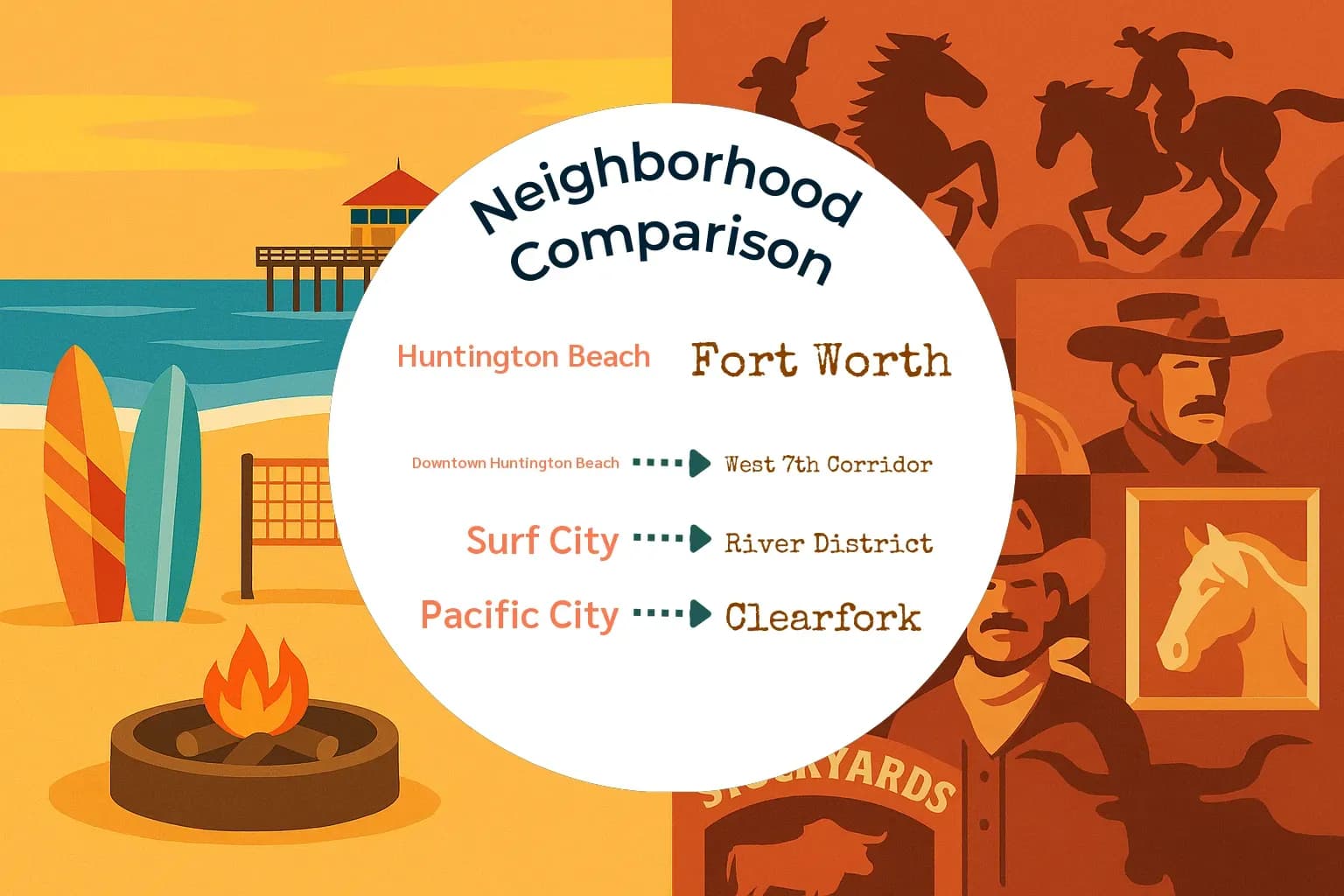 Huntington Beach vs Fort Worth Neighborhood Comparison