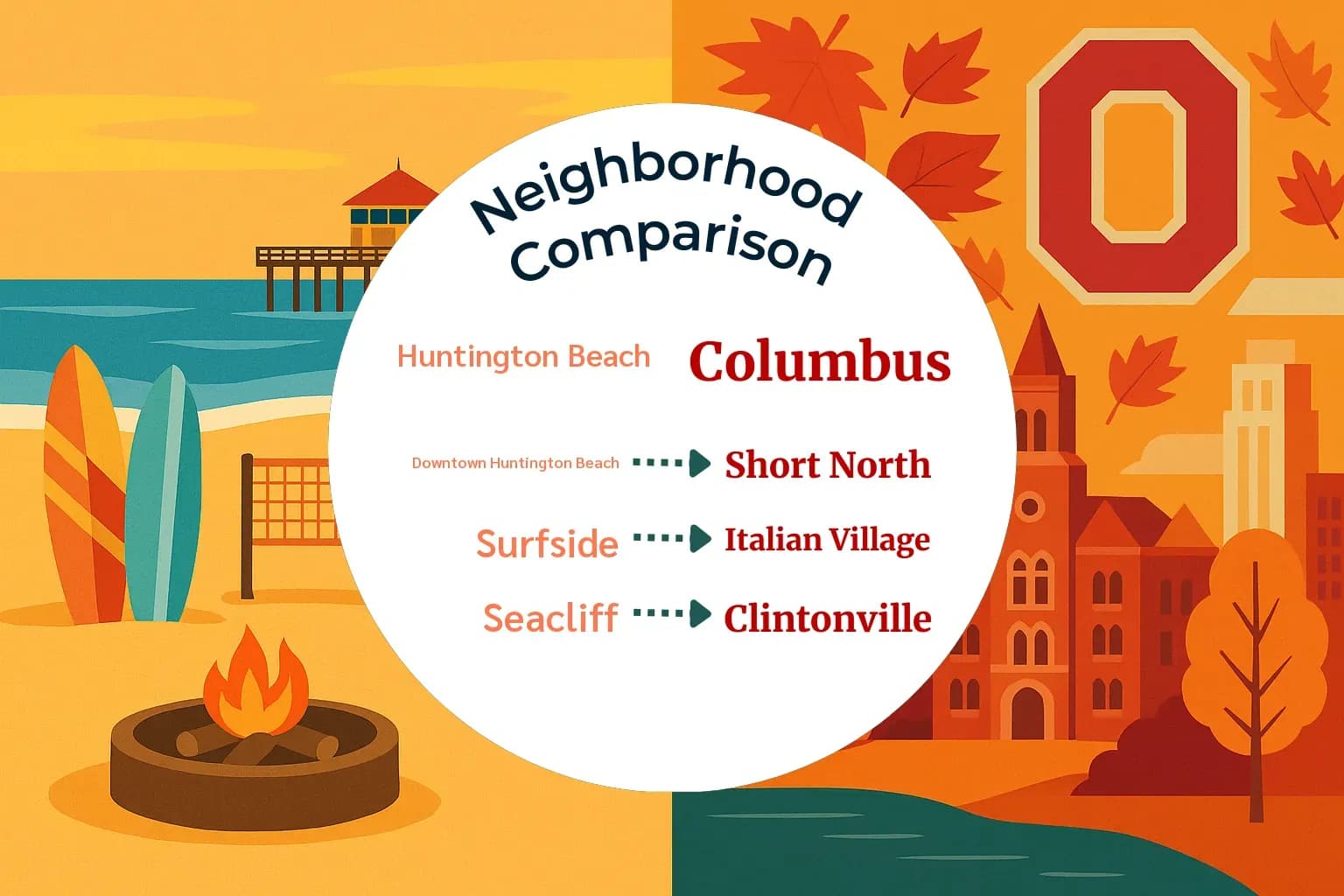 Huntington Beach vs Columbus Neighborhood Comparison