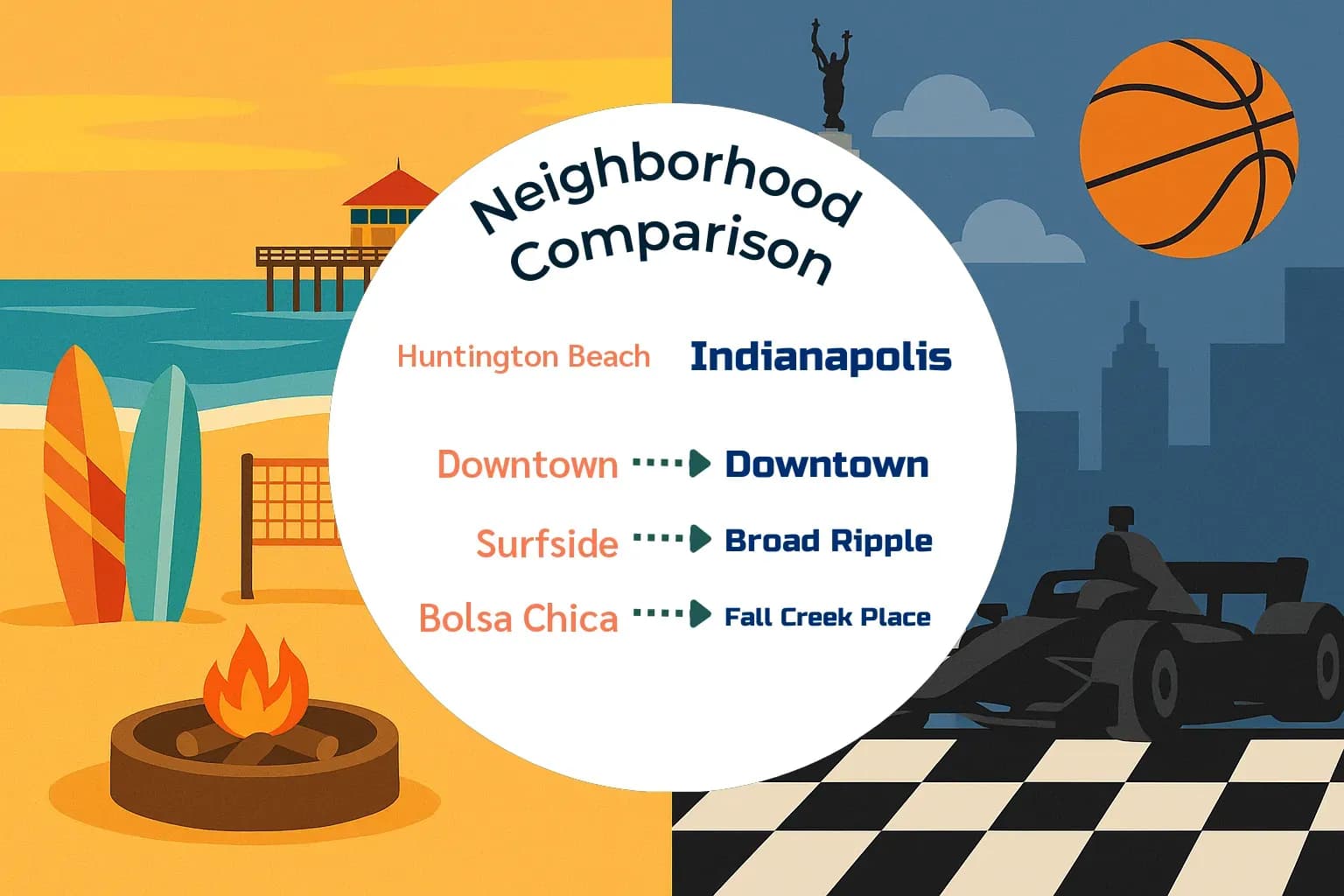 Huntington Beach vs Indianapolis Neighborhood Comparison