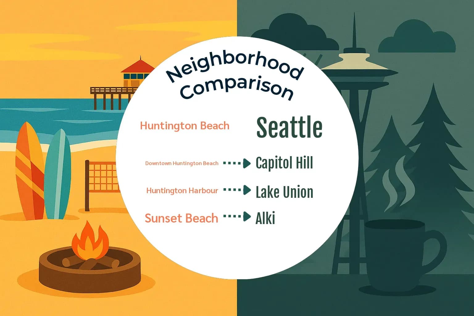Huntington Beach vs Seattle Neighborhood Comparison