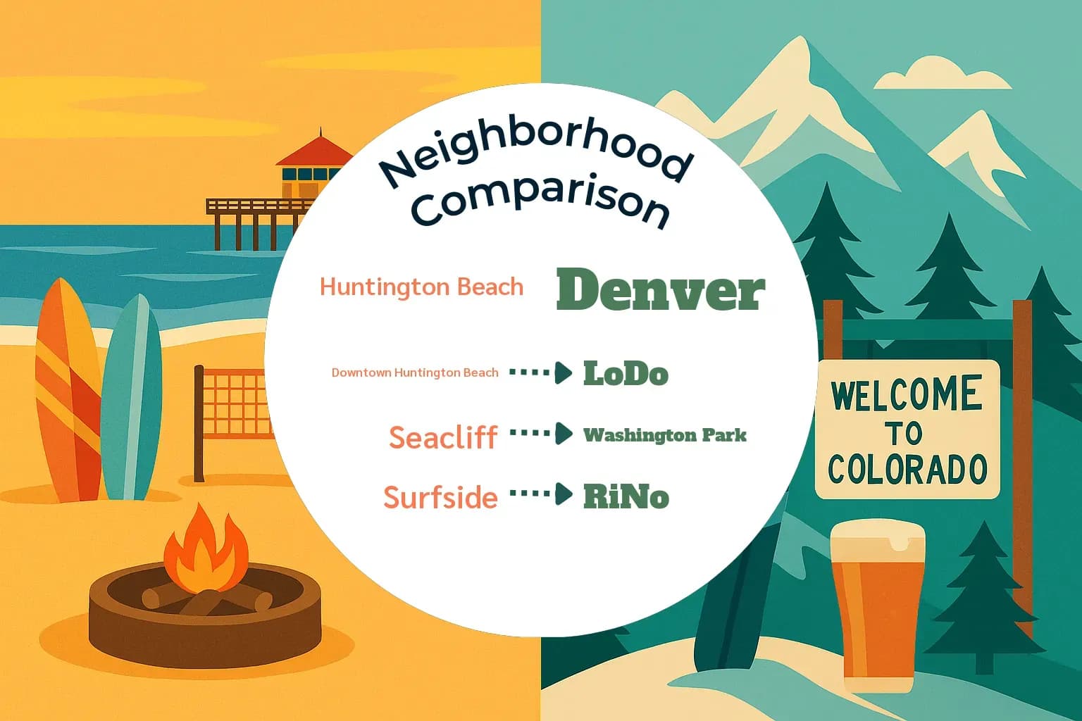 Huntington Beach vs Denver Neighborhood Comparison