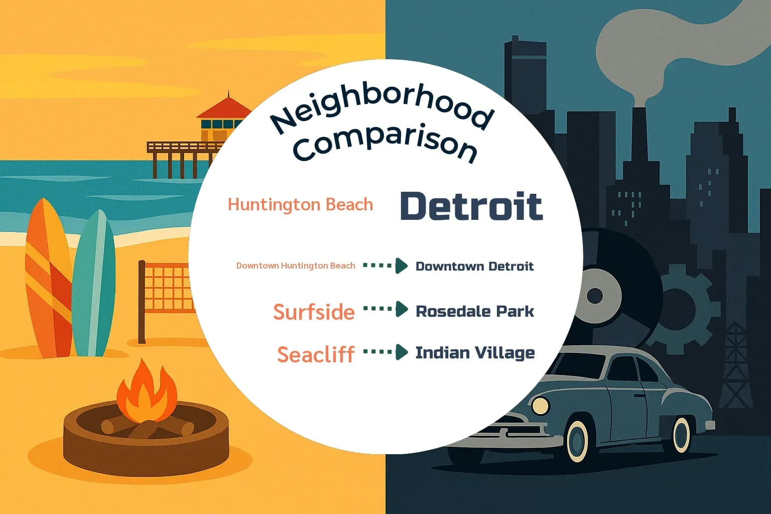 Huntington Beach vs Detroit Neighborhood Comparison