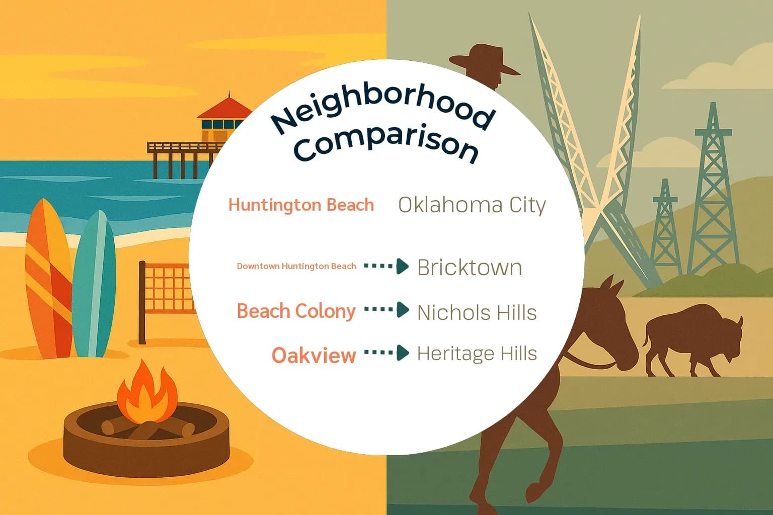 Huntington Beach vs Oklahoma City Neighborhood Comparison