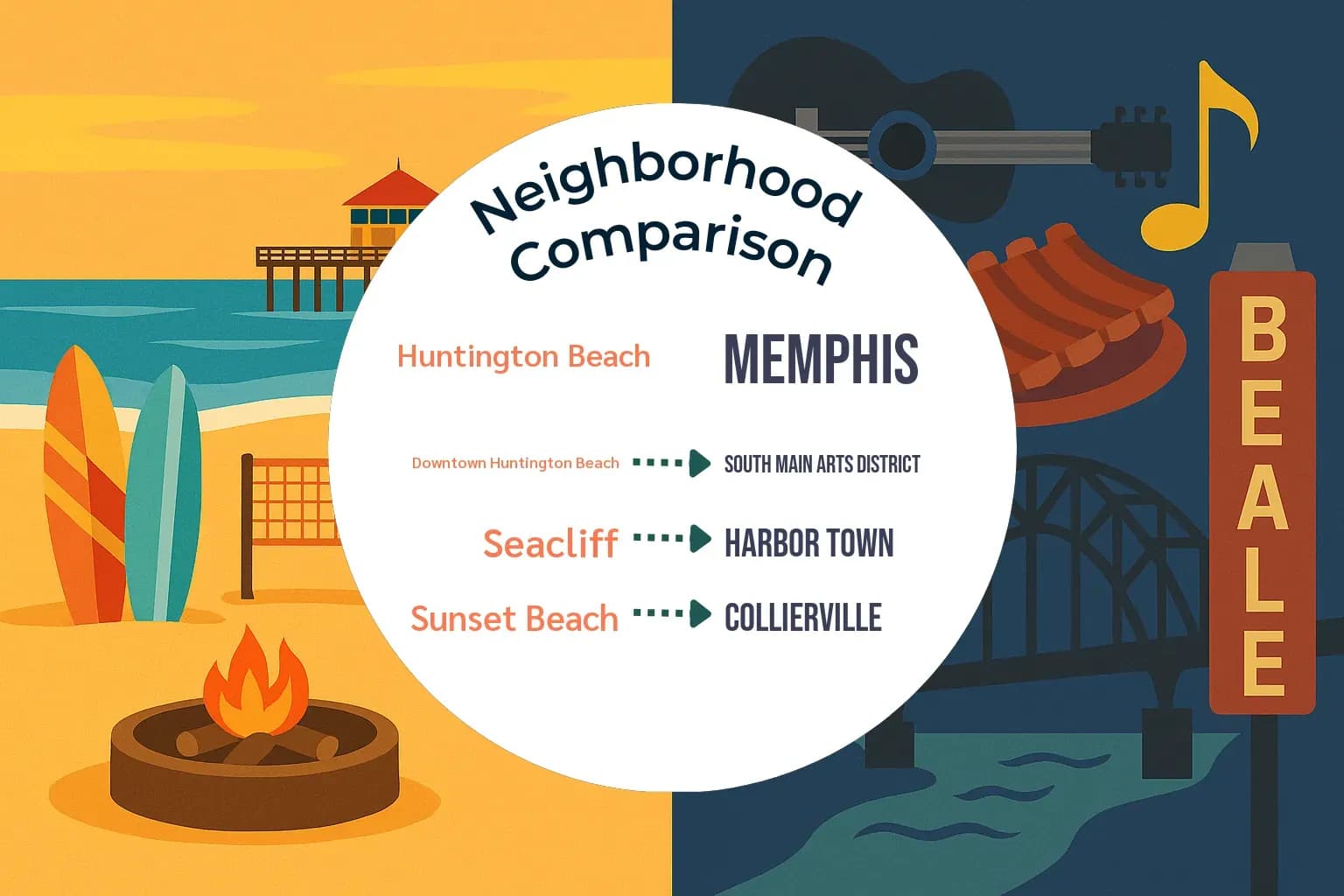 Huntington Beach vs Memphis Neighborhood Comparison