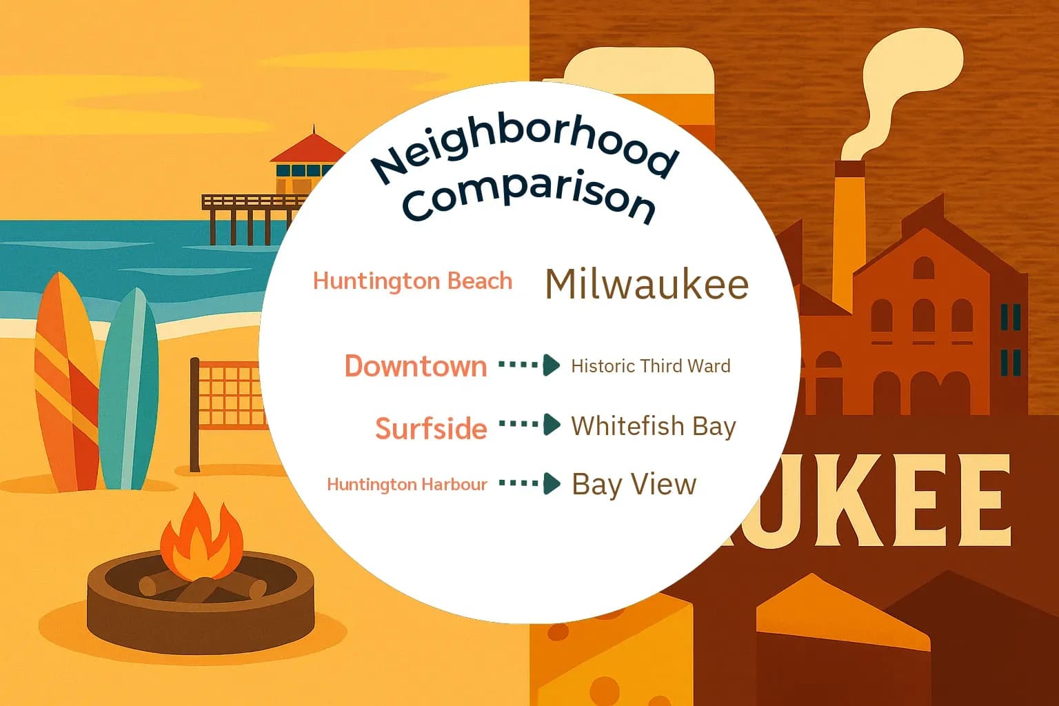 Huntington Beach vs Milwaukee Neighborhood Comparison