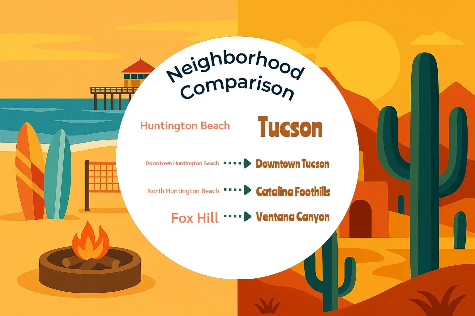 Huntington Beach vs Tucson Neighborhood Comparison