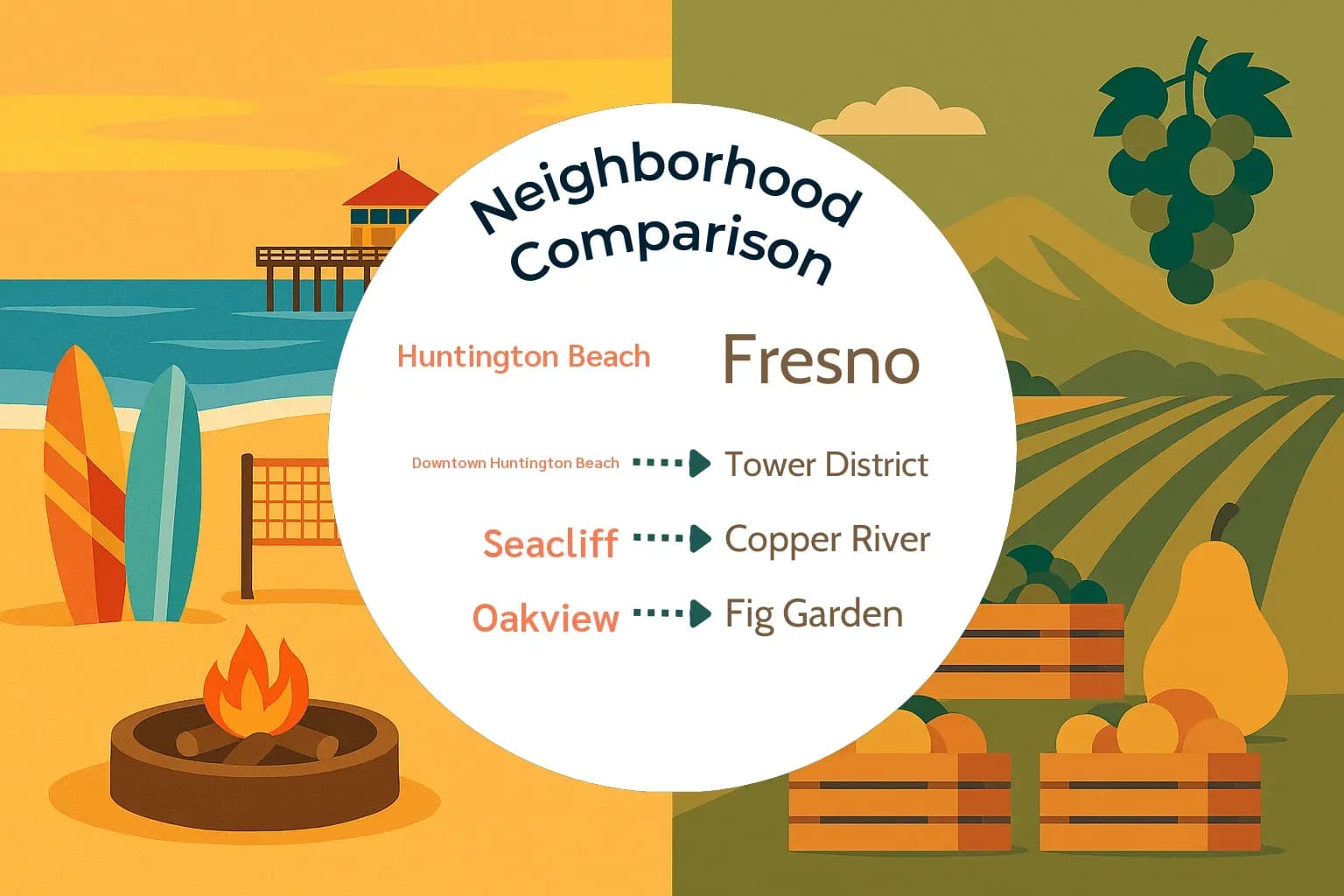 Huntington Beach vs Fresno Neighborhood Comparison