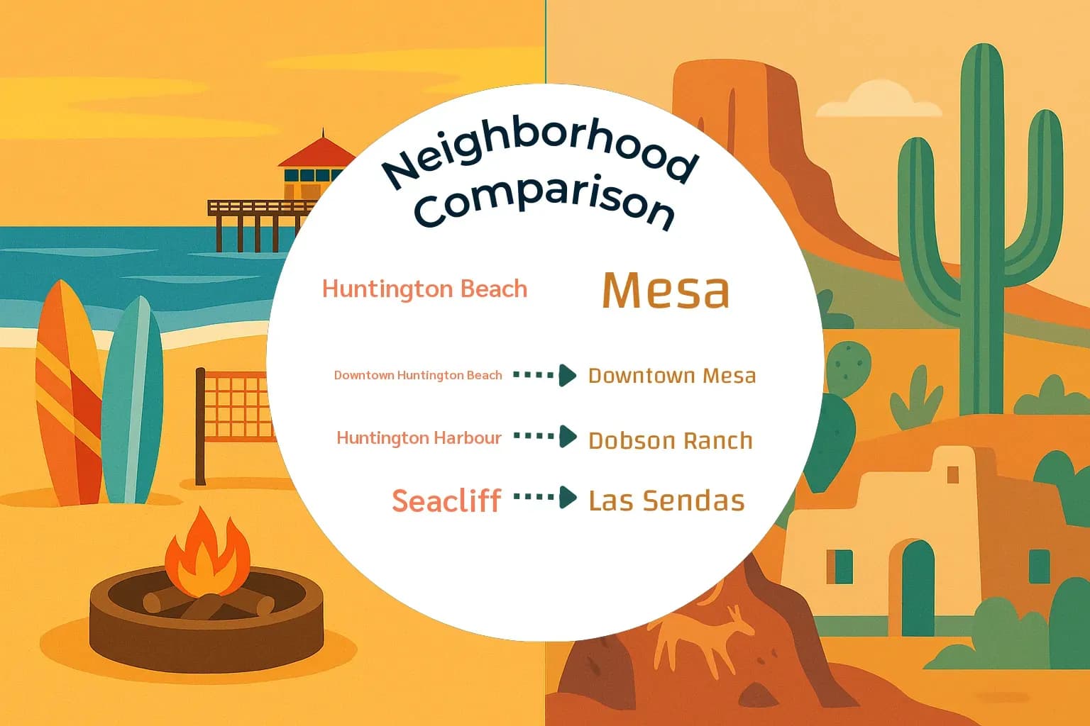 Huntington Beach vs Mesa Neighborhood Comparison