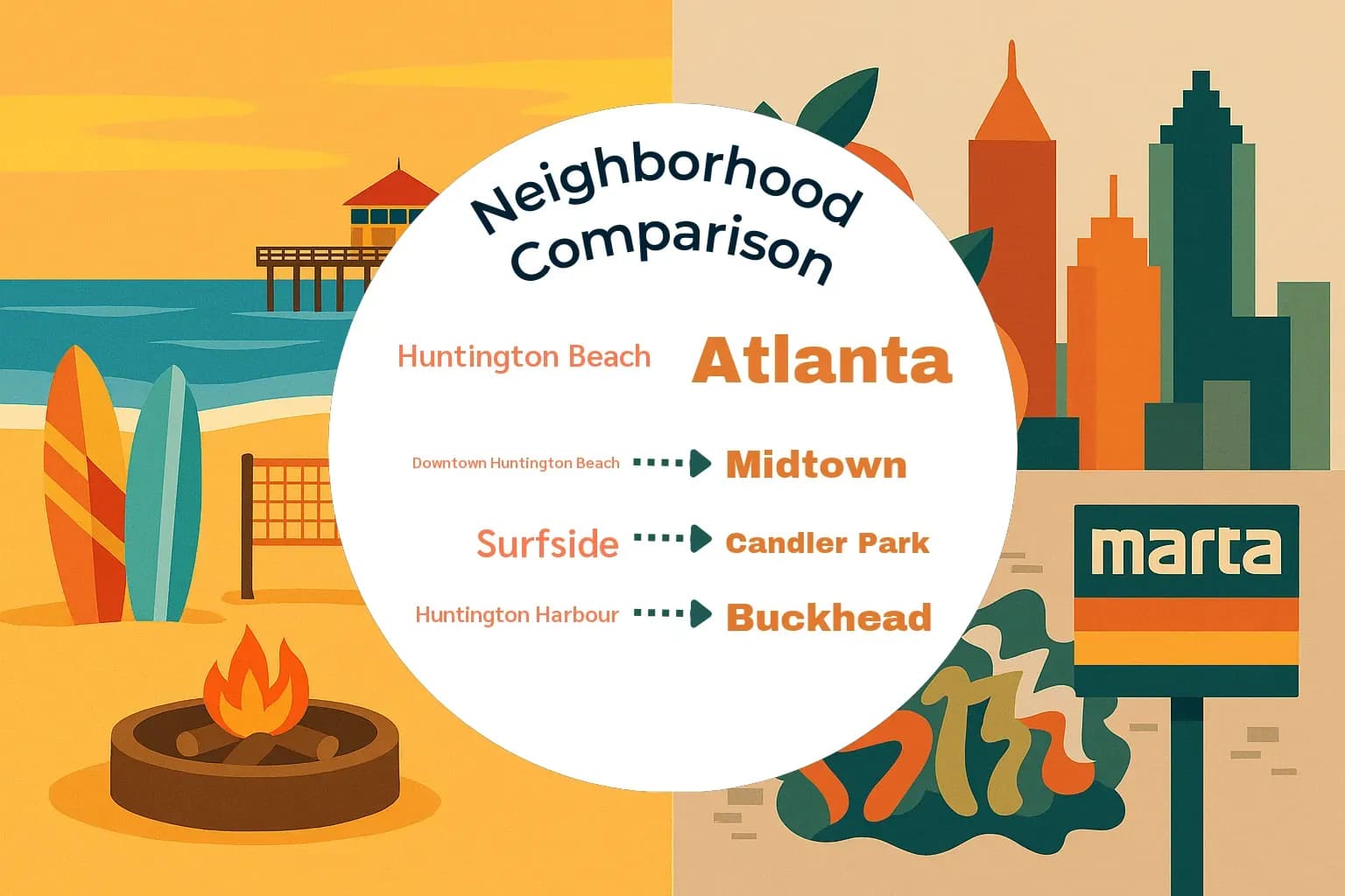 Huntington Beach vs Atlanta Neighborhood Comparison