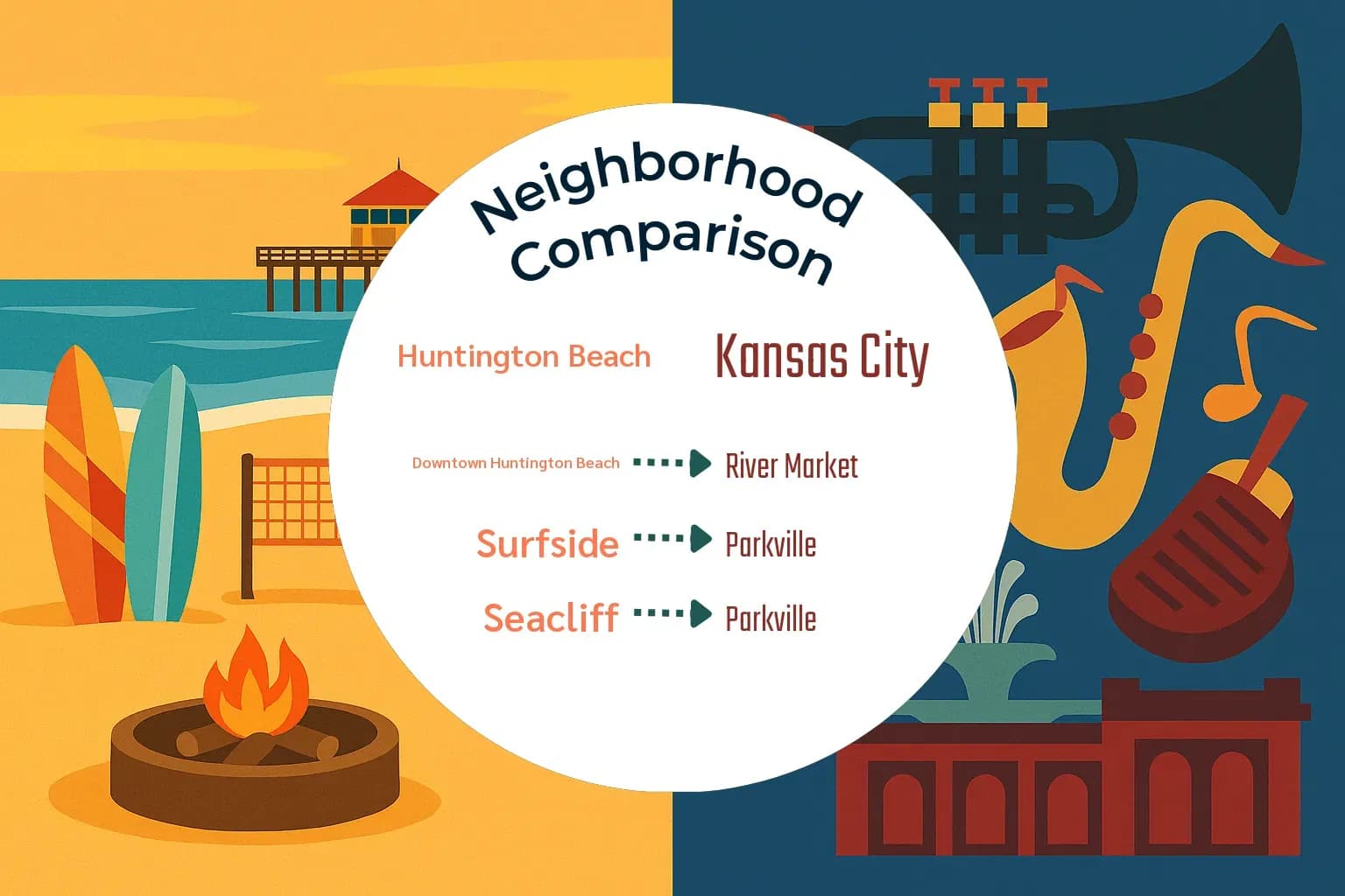 Huntington Beach vs Kansas City Neighborhood Comparison